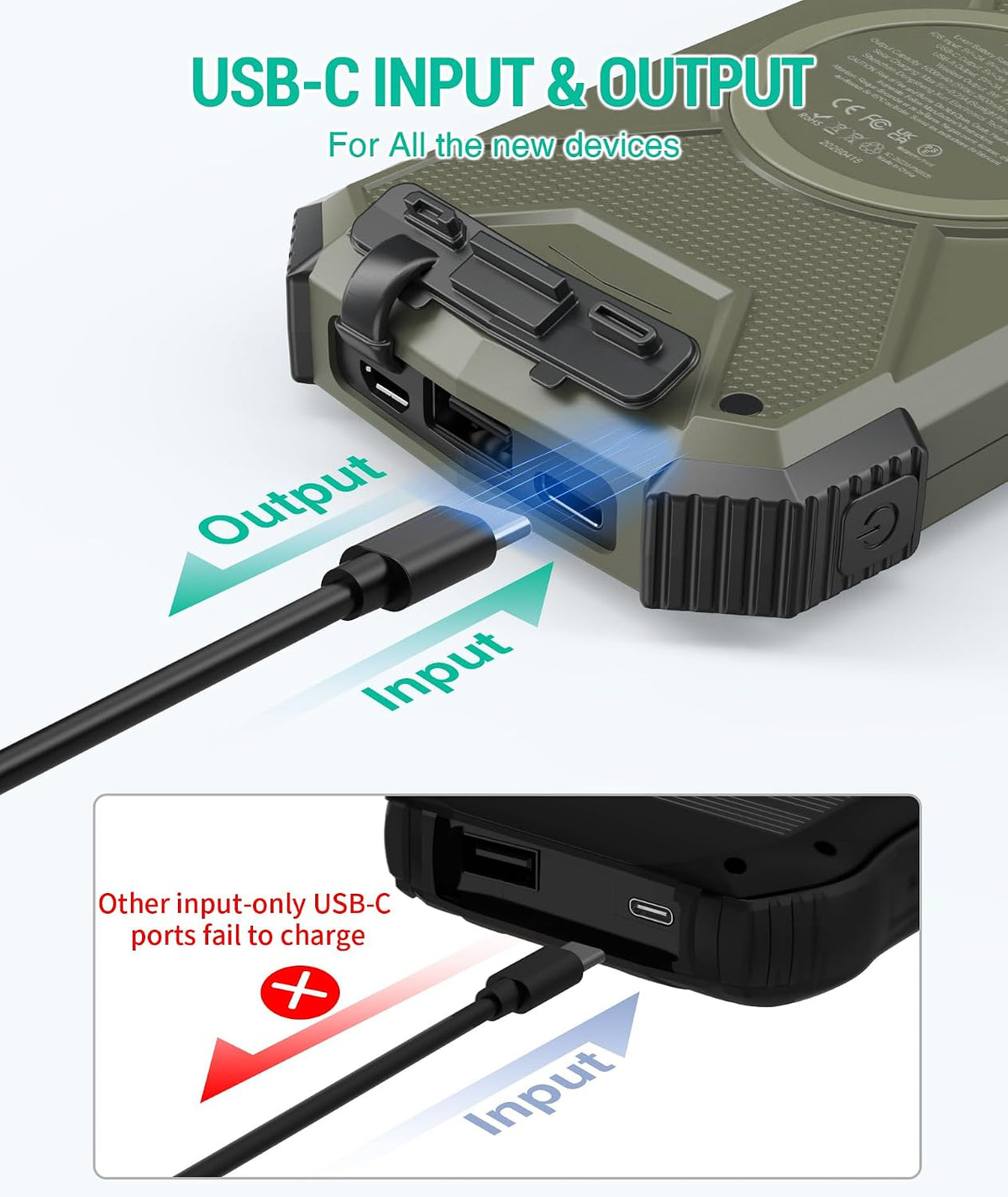 Solar Power Bank 10000mAh – Wireless Charging, Fast Charge, Waterproof Outdoor Charger
