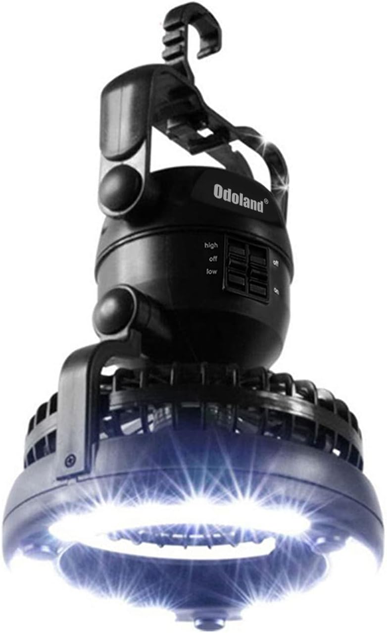 Portable Camping Lantern with Fan – LED Tent Light & Emergency Hanging Lamp for Outdoor & Survival
