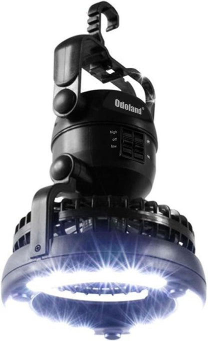 Portable Camping Lantern with Fan – LED Tent Light & Emergency Hanging Lamp for Outdoor & Survival