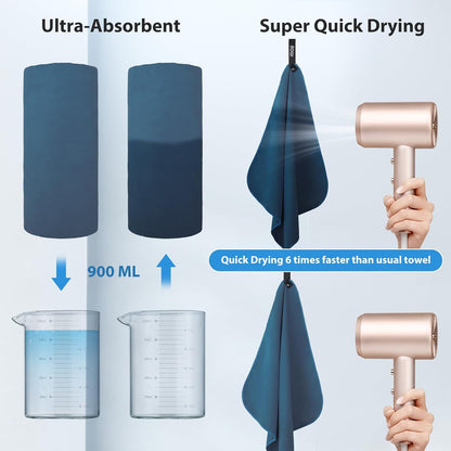 Quick Dry Microfiber Travel Towel – Ultra Absorbent, Lightweight & Compact for Gym, Camping & Beach