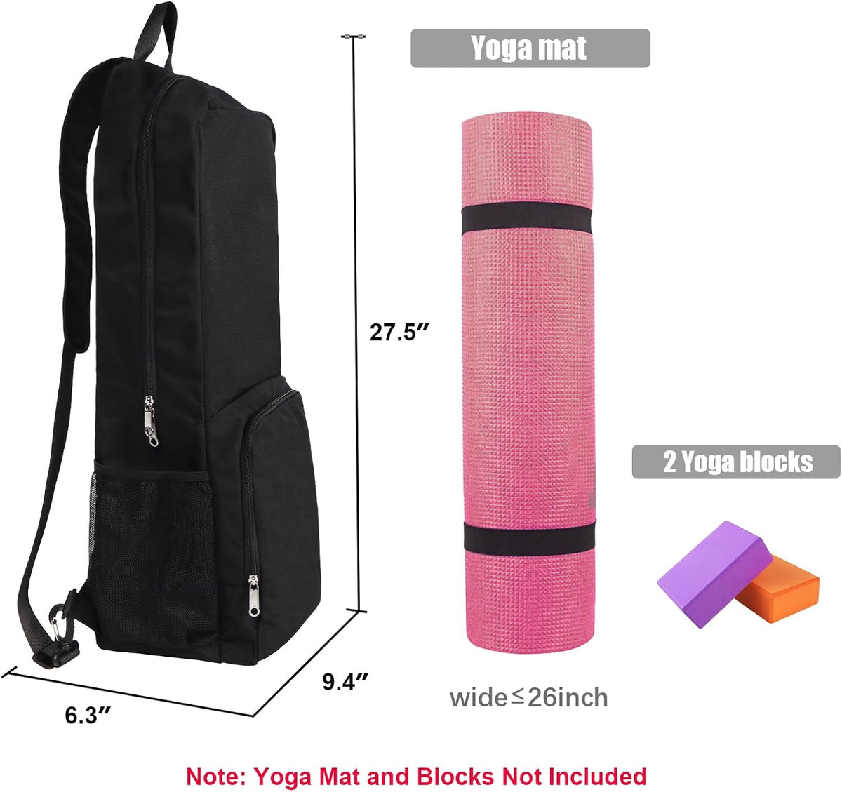 Yoga Mat Carrier Backpack – Waterproof Gym Bag with Wet Pocket & Multi Storage Compartments