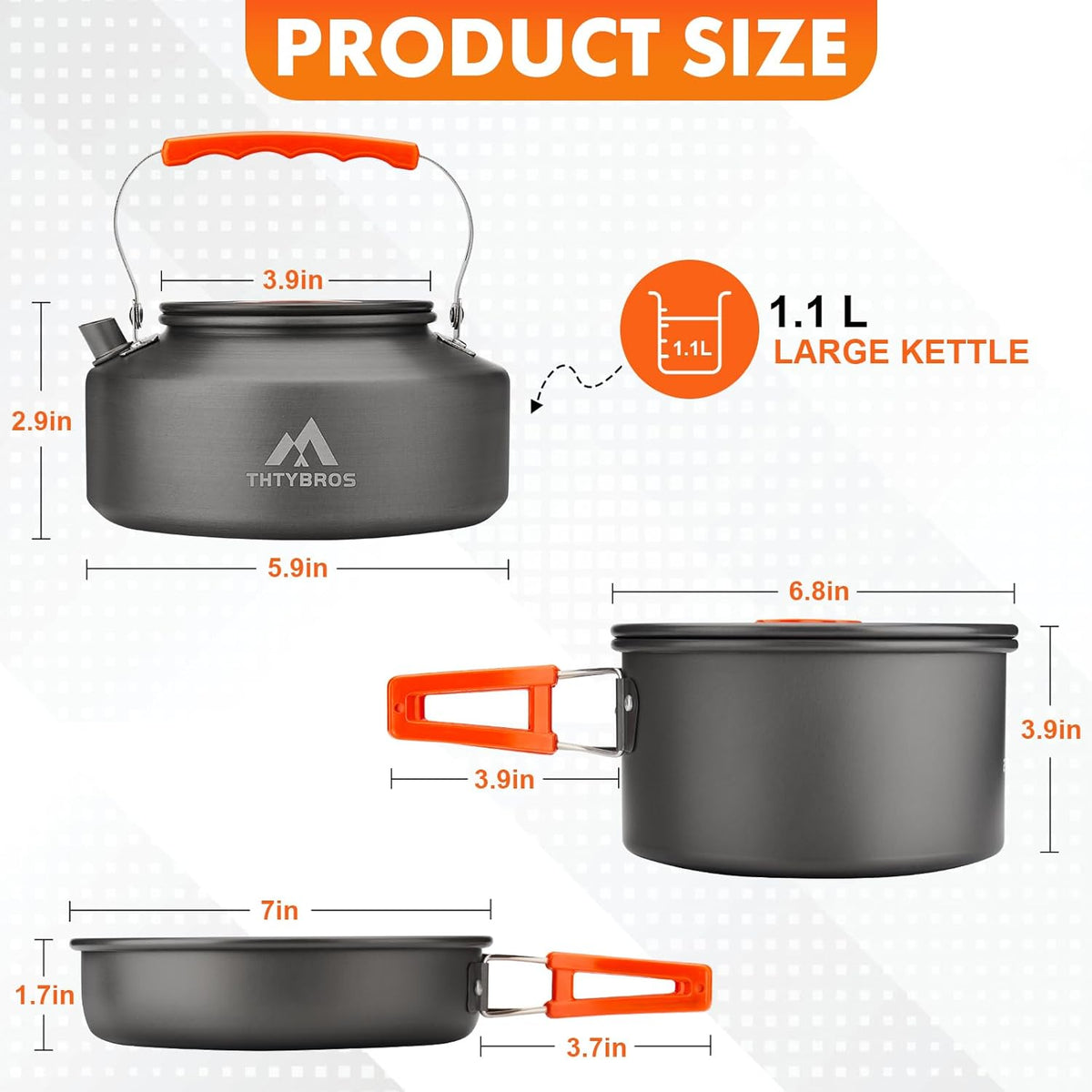 Camping Cookware Set (17pcs) – Portable Outdoor Cooking Kit with Pot, Pan, Kettle & Utensils