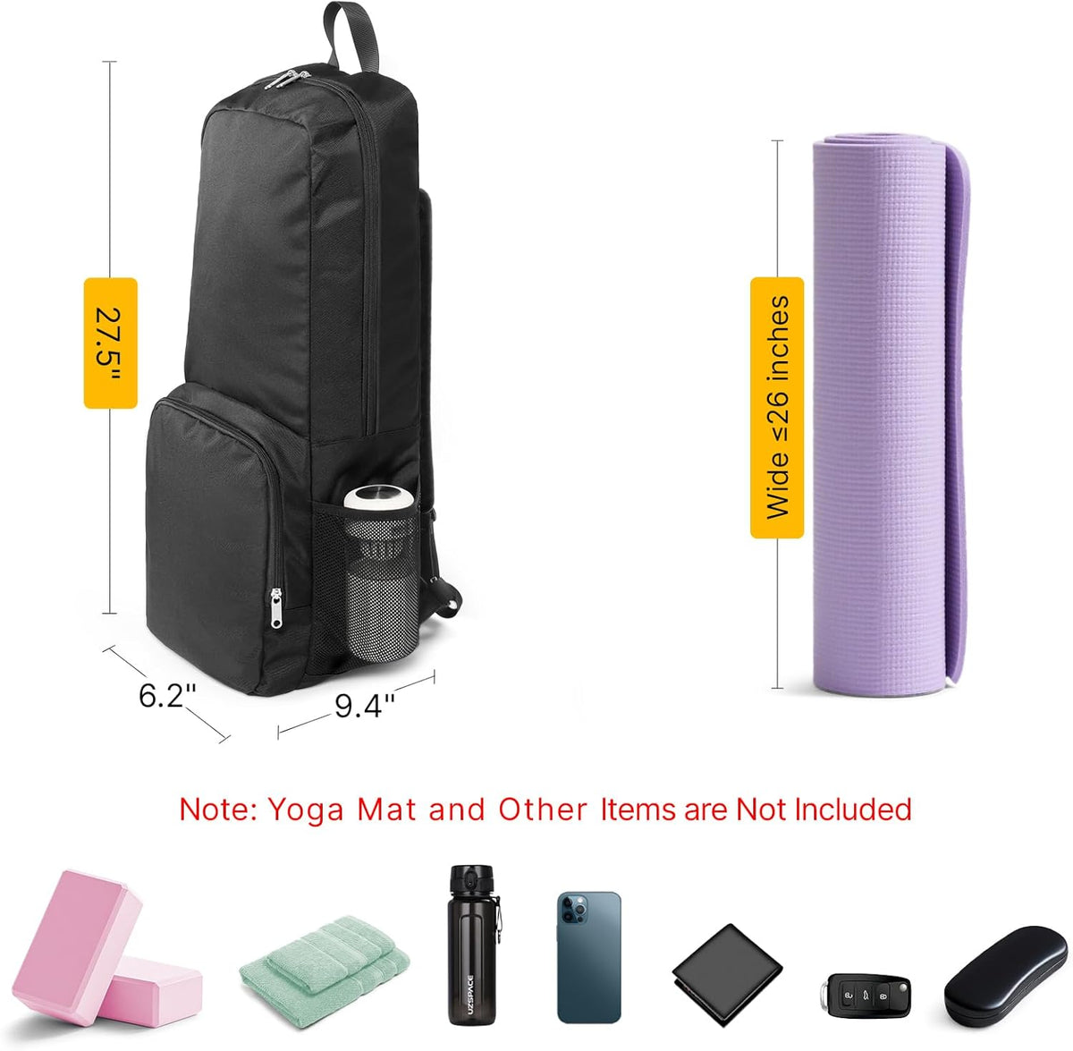 Yoga Mat Backpack with Storage Compartments – Waterproof Gym Bag with Multi Pockets & Bottle Holder