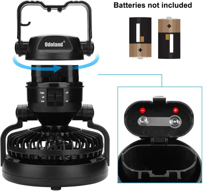 Portable Camping Lantern with Fan – LED Tent Light & Emergency Hanging Lamp for Outdoor & Survival