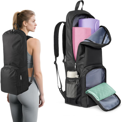 Yoga Mat Backpack with Storage Compartments – Waterproof Gym Bag with Multi Pockets & Bottle Holder