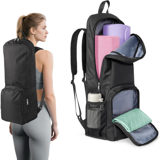 Yoga Mat Backpack with Storage Compartments – Waterproof Gym Bag with Multi Pockets & Bottle Holder