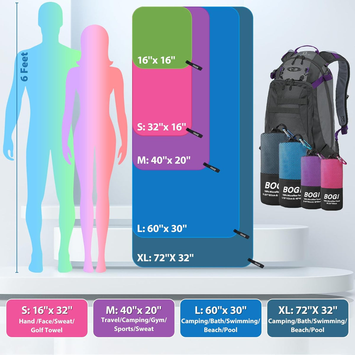 Quick Dry Microfiber Travel Towel – Ultra Absorbent, Lightweight & Compact for Gym, Camping & Beach