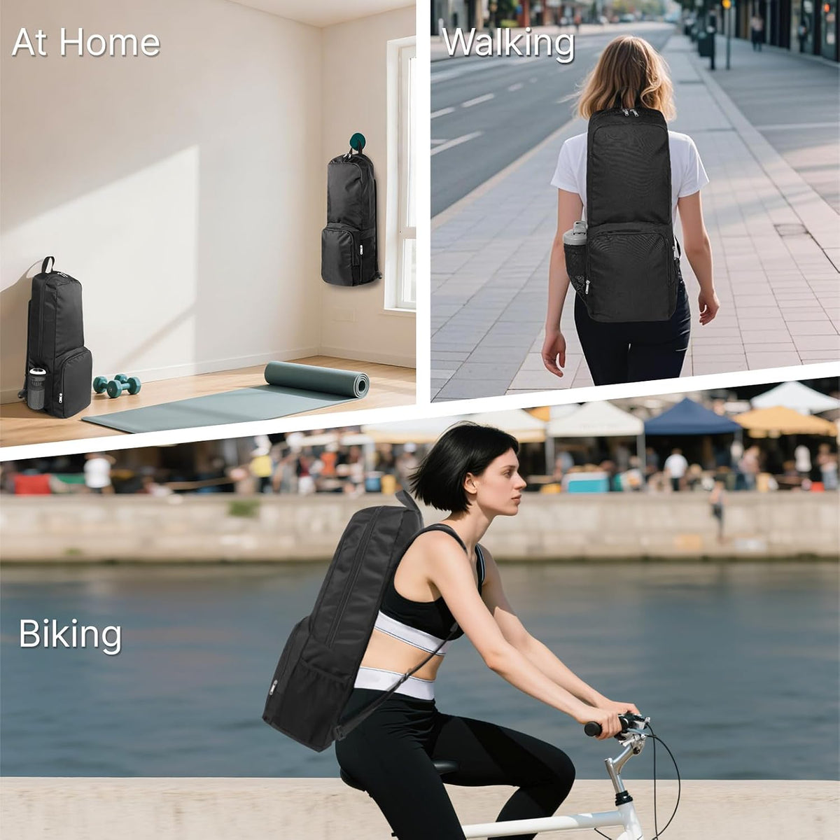 Yoga Mat Backpack with Storage Compartments – Waterproof Gym Bag with Multi Pockets & Bottle Holder