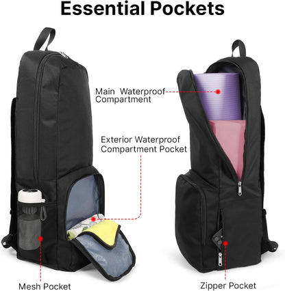 Yoga Mat Backpack with Storage Compartments – Waterproof Gym Bag with Multi Pockets & Bottle Holder