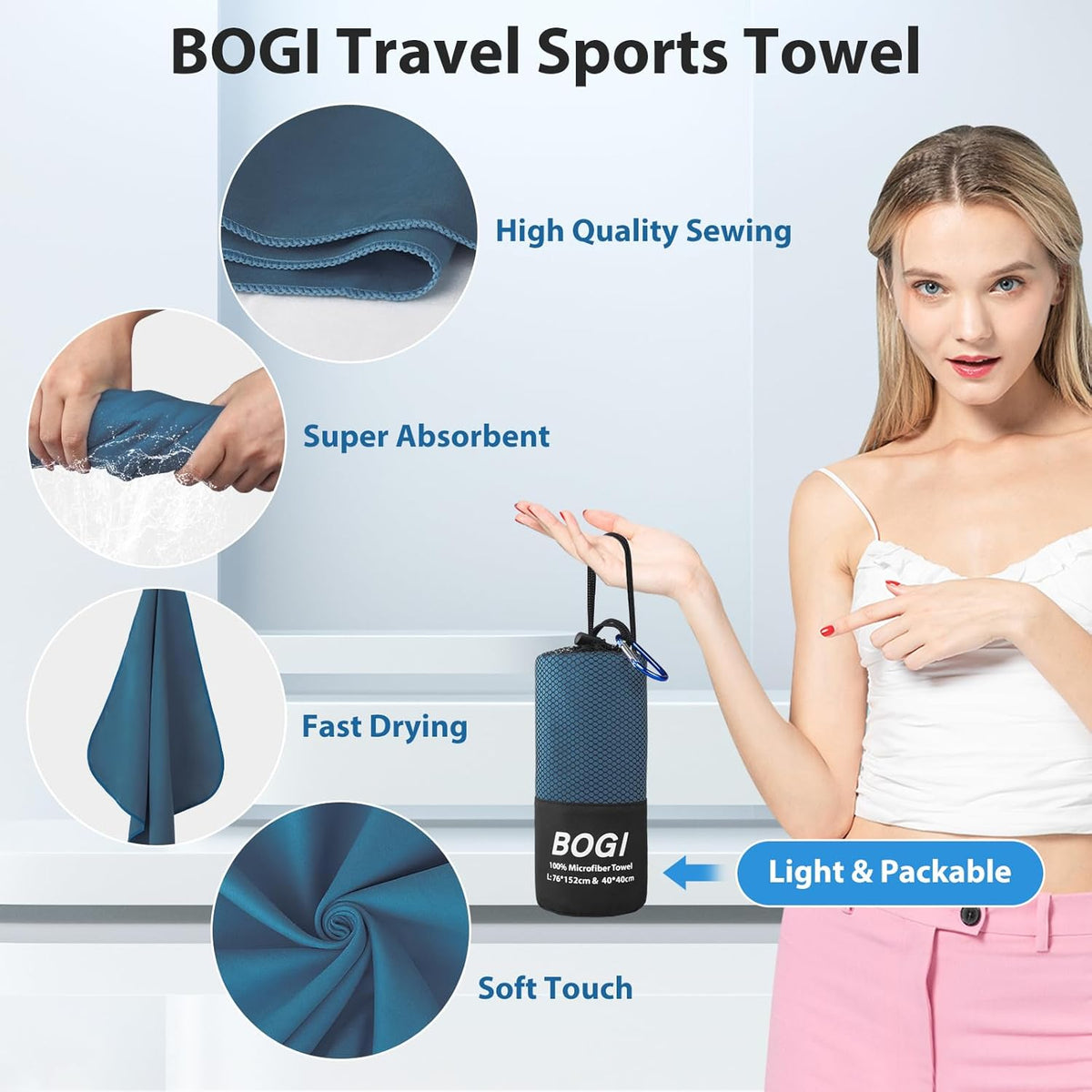 Quick Dry Microfiber Travel Towel – Ultra Absorbent, Lightweight & Compact for Gym, Camping & Beach