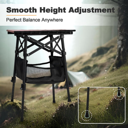 Portable Camping Table – Adjustable Height Folding Outdoor Table with Storage Bag (15.8" × 11.8")