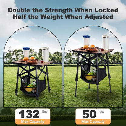 Portable Camping Table – Adjustable Height Folding Outdoor Table with Storage Bag (15.8" × 11.8")