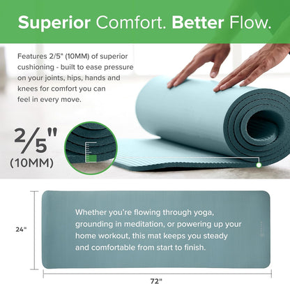 Extra Thick Yoga Mat (10mm) – Non-Slip Fitness & Exercise Mat with Carrying Strap for Home Workout