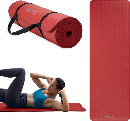 Extra Thick Yoga Mat (10mm) – Non-Slip Fitness & Exercise Mat with Carrying Strap for Home Workout