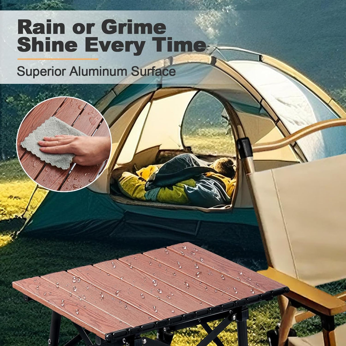 Portable Camping Table – Adjustable Height Folding Outdoor Table with Storage Bag (15.8" × 11.8")