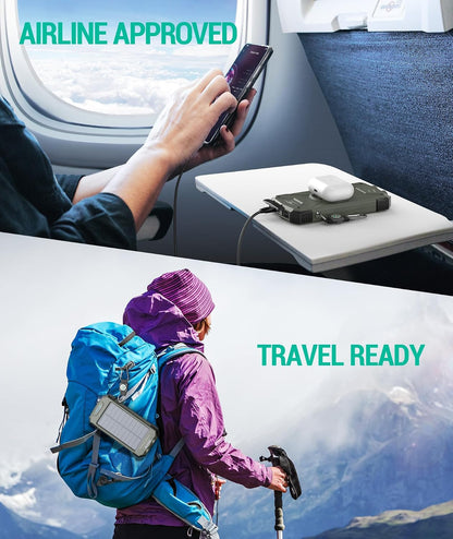 Solar Power Bank 10000mAh – Wireless Charging, Fast Charge, Waterproof Outdoor Charger